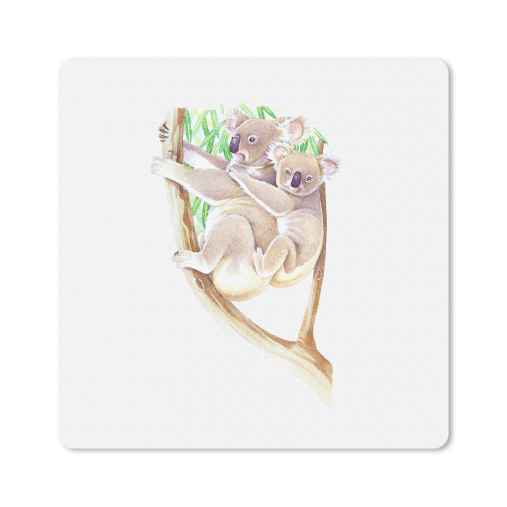 MuchoWow Mauspad Mousepad Koala - Zweig - Aquarell 20x20 cm - Mousepads - Maus Mat - Pad - Mausunterlage - Desk Mat - Bureauartikeln