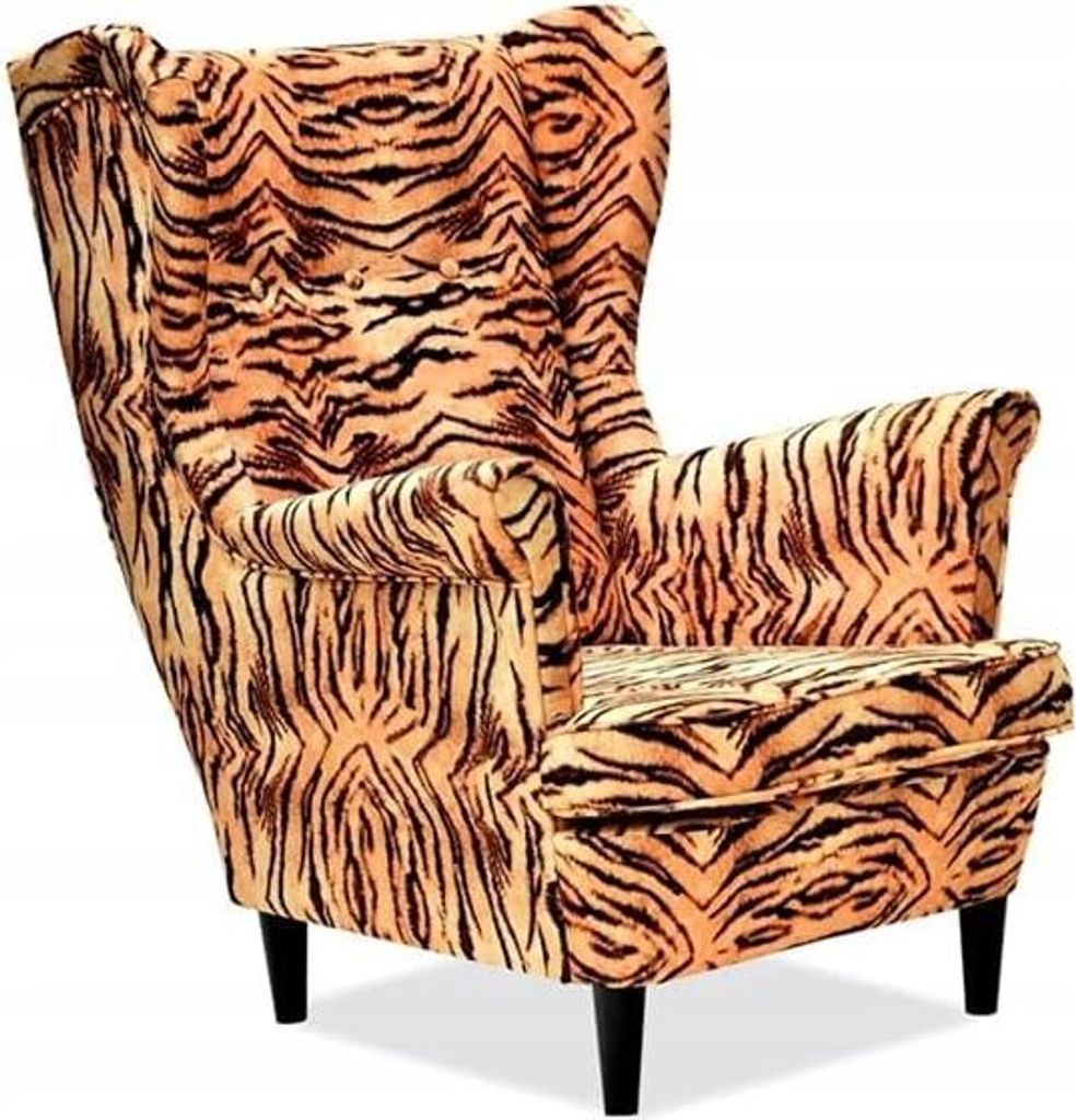 Family Meble Ohrensessel Print Relaxsessel Skandinavisch Bequemer Sessel Loungesessel Fernsehsessel Für Wohnzimmer Schlafzimmer Büro (TIGER)