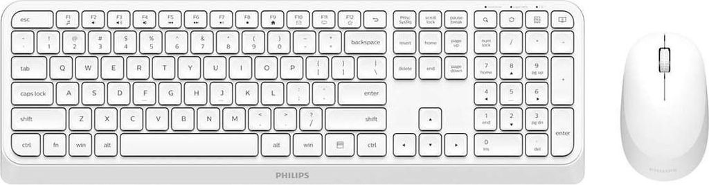 Philips 3000 series SPT6307W/34, Volle Größe (100%), Kabellos, RF Wireless, QWERTY, Weiß, Maus enthalten