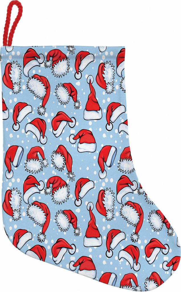 ABAKUHAUS Weihnachten Hängende Nikolausstiefel Weihnachtssocken, Pop-Art-Art-Plakat, Weihnachtsstrumpf zum Aufhängen, 25x35cm, rot blau