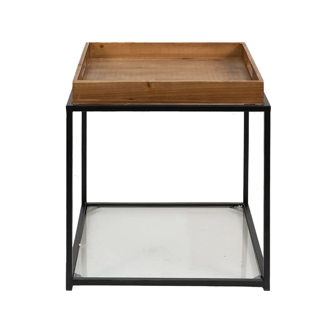 Tavolino Clayre & Eef 44x44x45 cm Marrone Nero Ferro