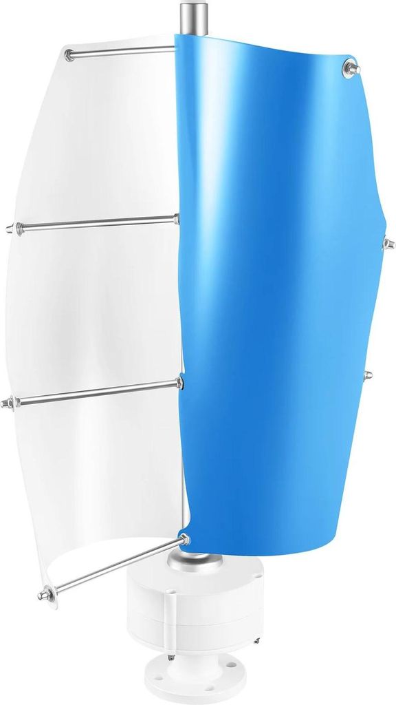 Windturbine - Vertikaler Windgenerator 100 W - 12 V - DN25 (25 mm) - 2 Flügel - Mit Laderegler - Weiß