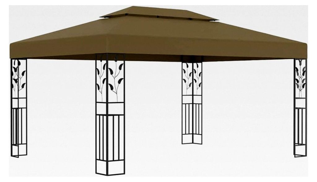 Pavillon mit Doppeldach für Garten und Outdoor-Events 3x4m Taupe 180g/m² Stahl Stoff