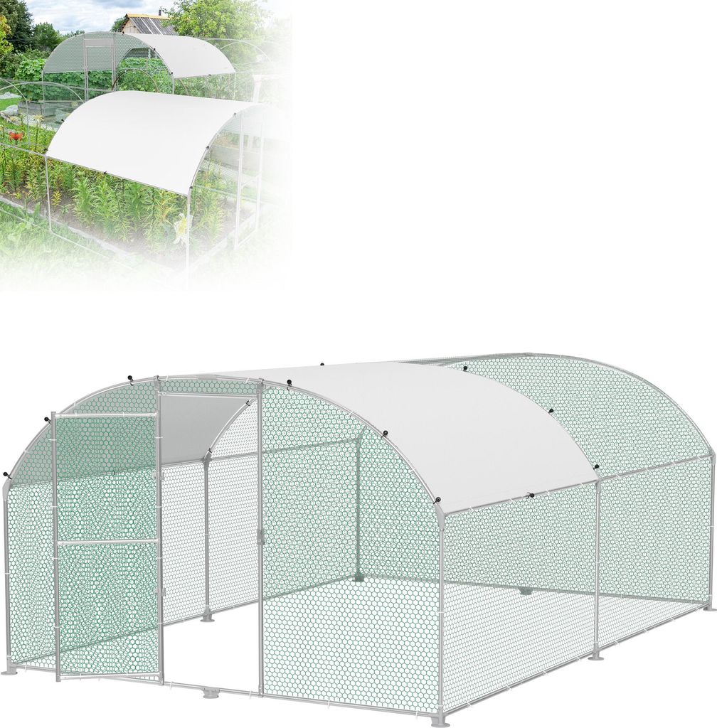 XINZI Profi-Hühnerstall 3x4m – Metall-Freilaufgehege mit verzinktem Stahlrahmen & PE-Dach, Bogenaufsatz hühnerstall für Geflügel/Kleintiere