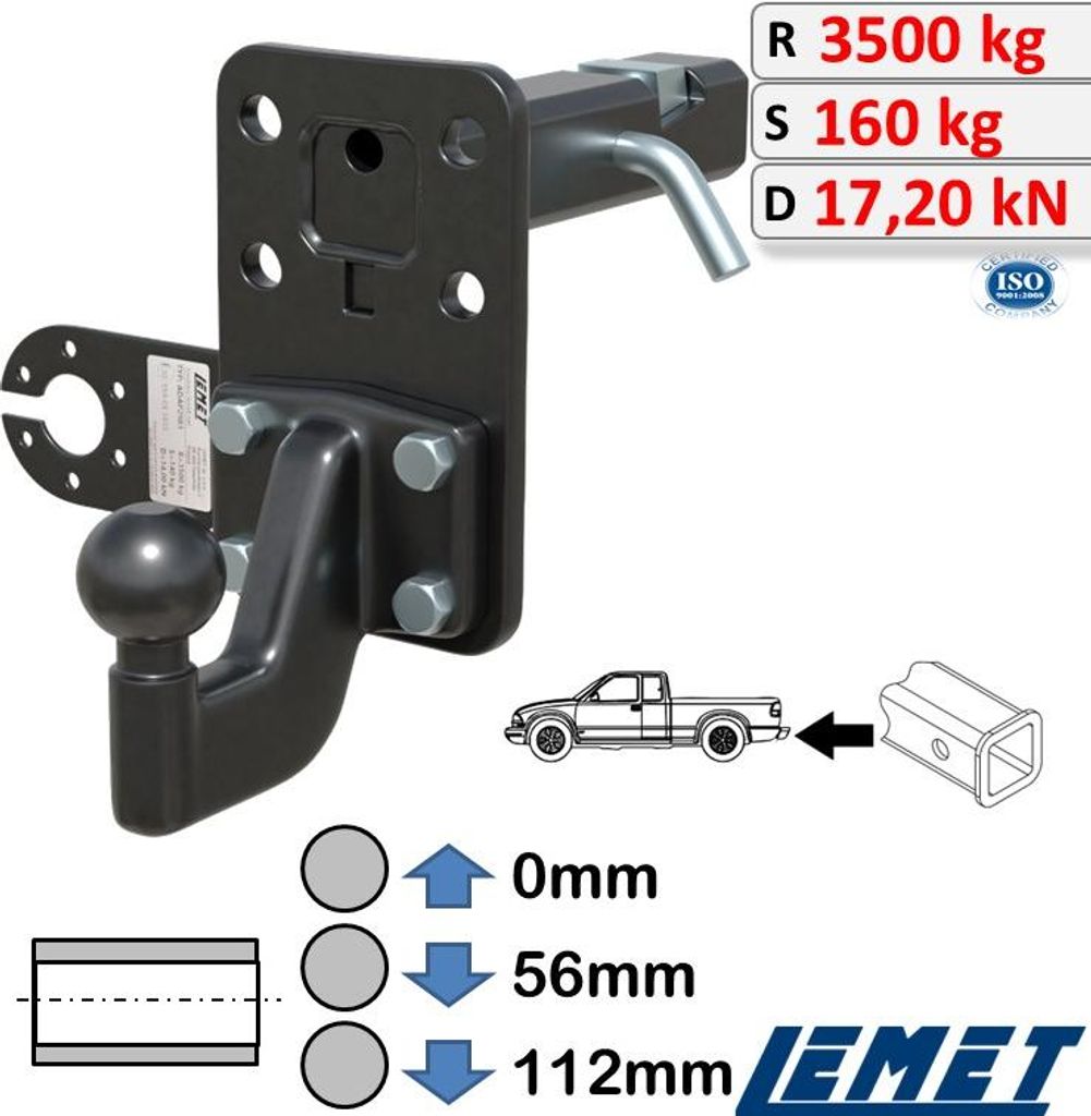 Anhängerkupplung 2-Zoll Einschub AHK-Adapter mit Spannkeil für Lincoln MKC 2014-
