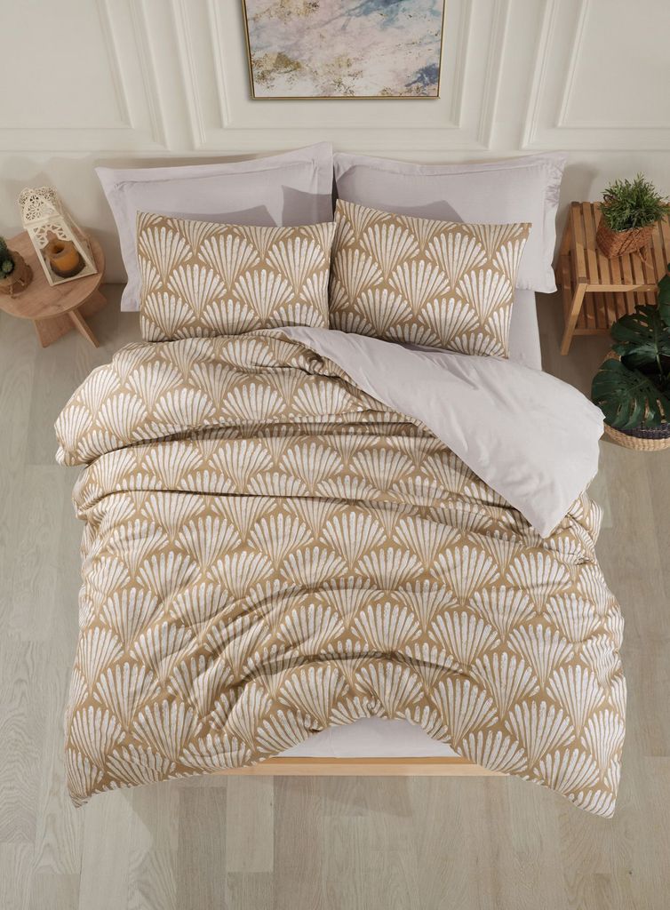 L'Essentiel Linge de Maison, Yelpaze - Brown, Doppel-Bettbezug-Set (DE), Braun, 65 % BAUMWOLLE / 35 % POLYESTER, 200 x 200 cm