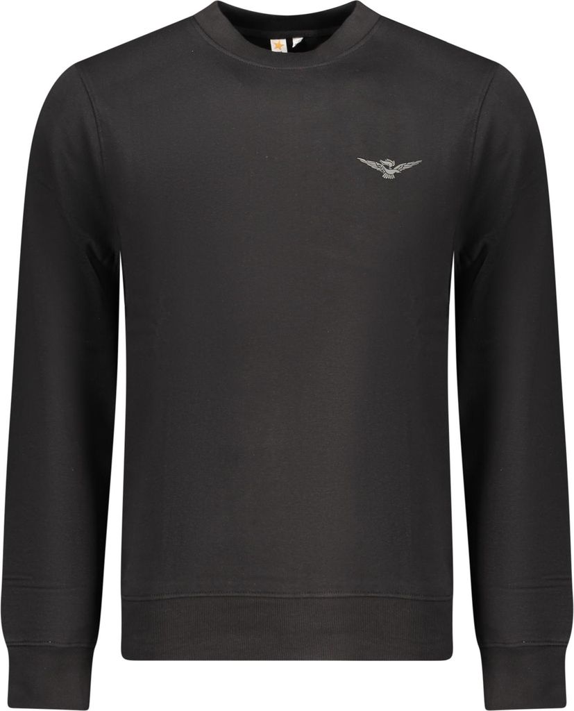 Elegantes Herren-Sweatshirt Schwarz: Gefüttert mit Applikation-Detail