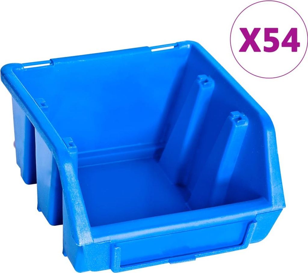 vidaXL 96-tlg. Behälter-Set für Kleinteile mit Wandplatten Blau