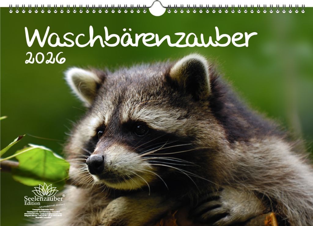 Waschbärenzauber DIN A3 Kalender für 2026 Waschbären - Seelenzauber