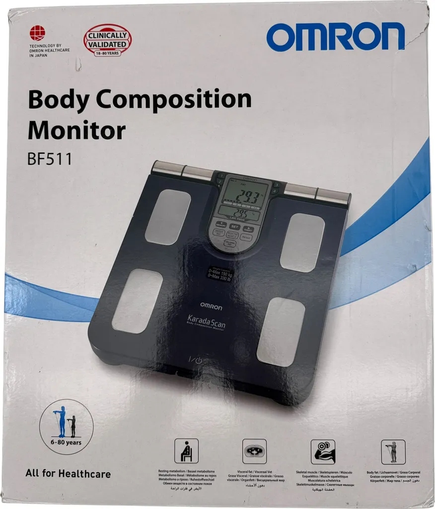 Bilancia Elettronica Omron BF511: Design Quadrato e Precisione Blu - 34