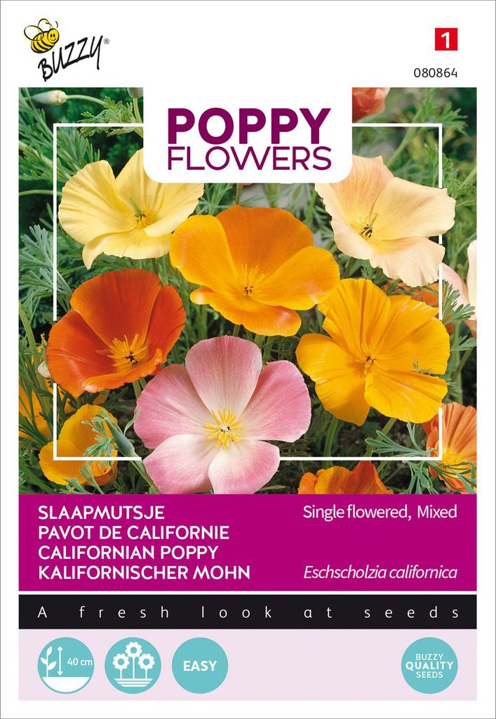 Buzzy Poppy Flowers Kalifornischer Mohn Samen - Ca. 1 gr | Buzzy_080864