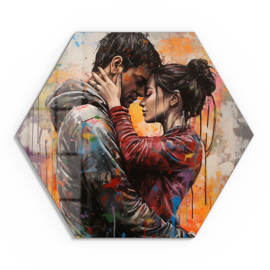 DEQOART Glasbild Echtglas 40x35 cm 'Liebesfarbenspiel' Wandbild Bild modern Deko