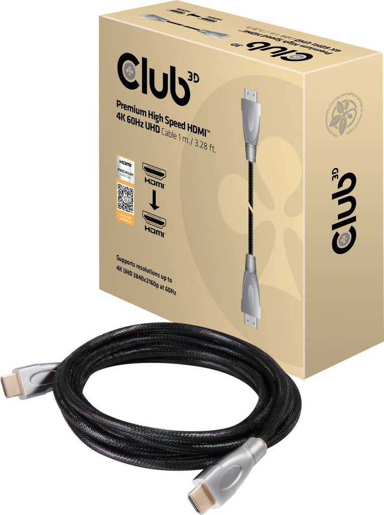 Club3D HDMI-Kabel A -> A 2.0 High Speed 4K60Hz UHD 1 Meter retail