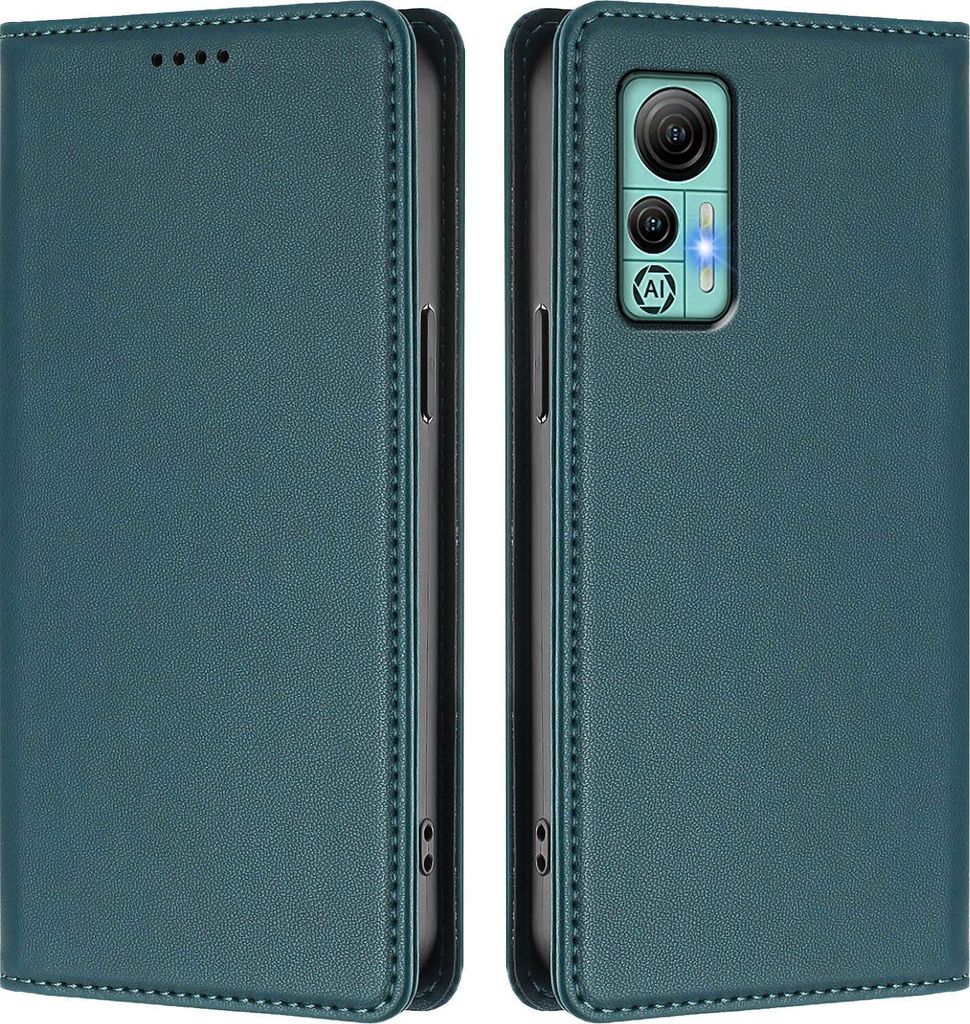 Handyhülle für Ulefone Note 14, Kunstleder Klapphülle Stoßfeste Magnetische Hülle mit Ständer Grün