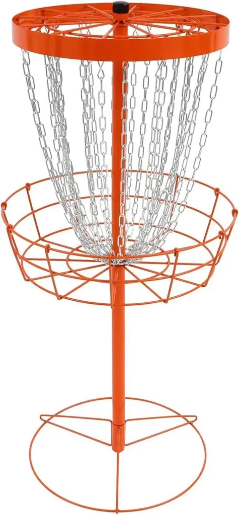 Panier de Disc Golf Orange en Fer avec Chaînes pour Entraînement