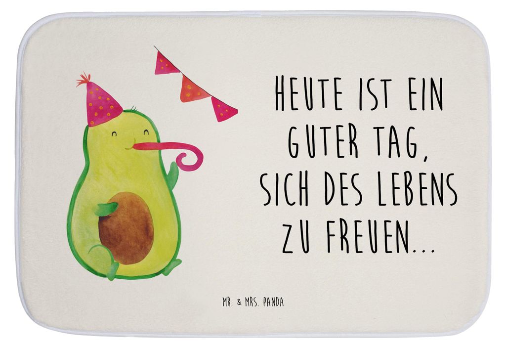 Mr. & Mrs. Panda Badteppich Avocado Party - Weiß - Geschenk, Geburtstag, teppich für bad, Badezimmerteppich, Happy Birthday, Badvorleger, Gesund,...