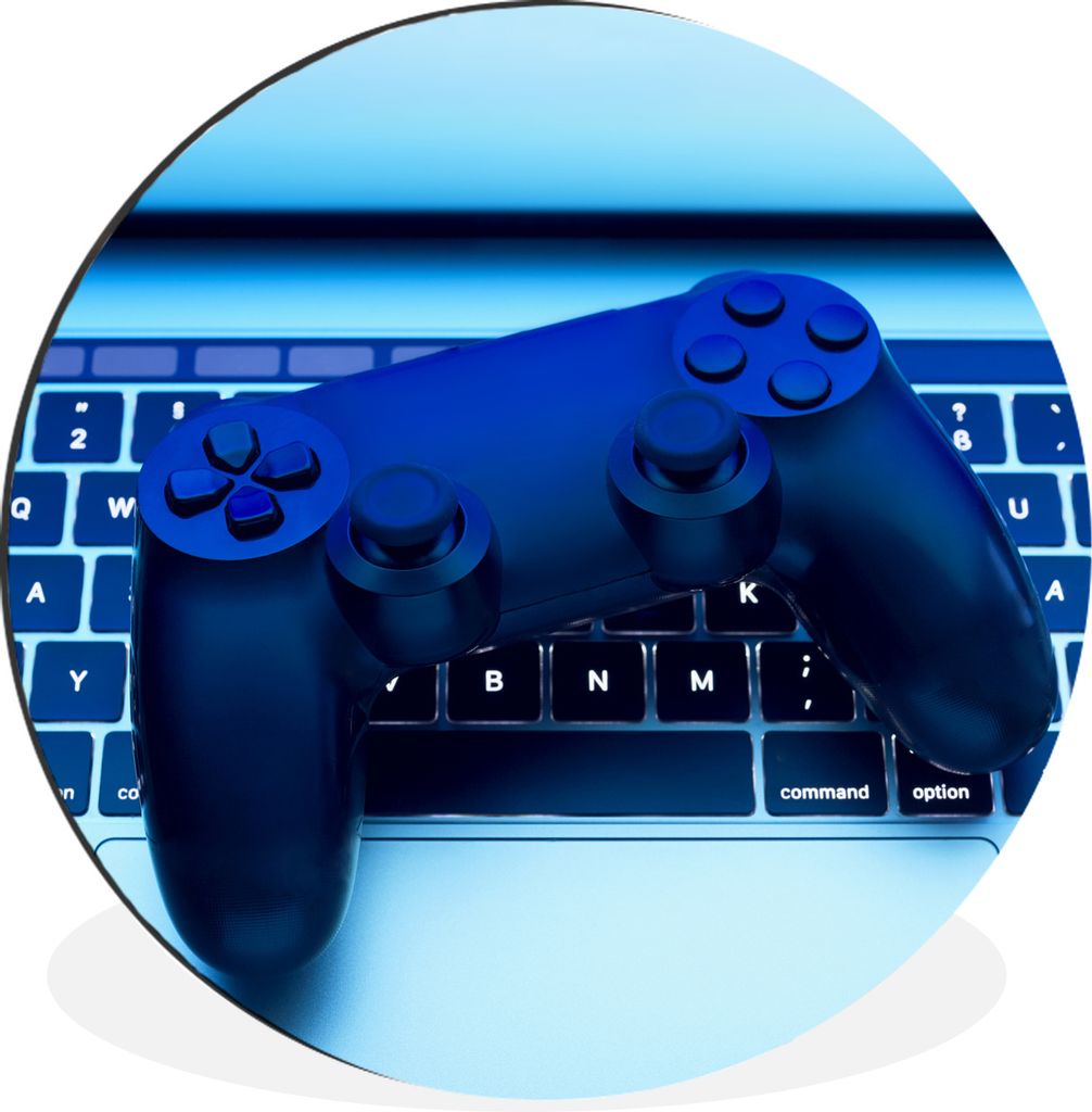 MuchoWow Aluminium Wandkreis Controller - Tastatur - Licht Ø 60 cm Wanddeko Modern Wohnzimmer - Wand Kreis - Wandbild - Schlafzimmer - Aluminium...