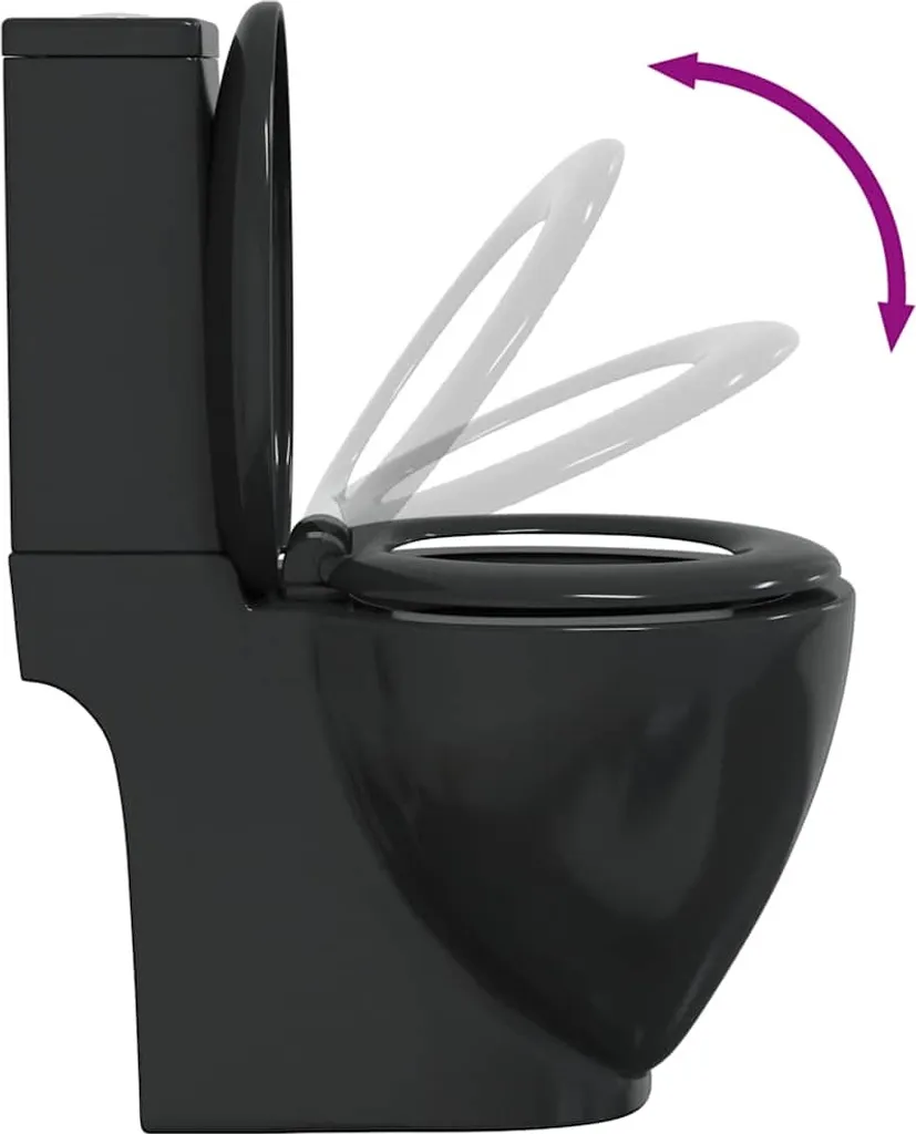 vidaXL Toilettes en céramique noire avec sortie horizontale standard