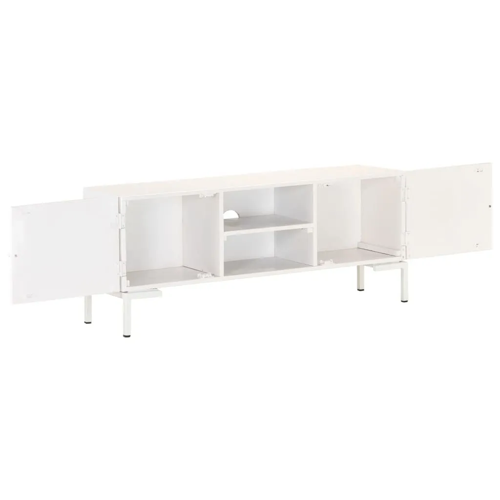 Support TV Stable en Bois Massif Blanc 115 cm - Fini les Meubles Fragiles