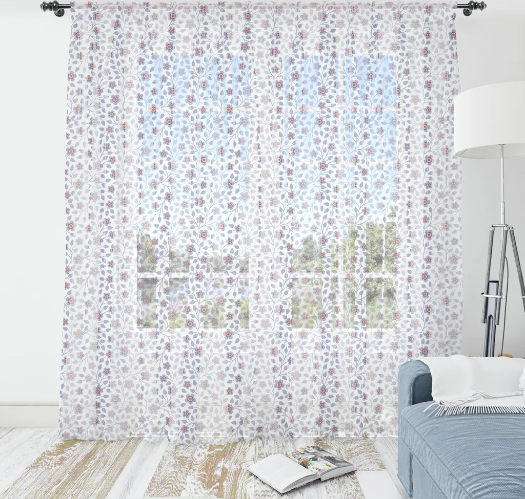Arazzo ABAKUHAUS Fiori Blu - Un Tocco di Primavera in Raso 274cm