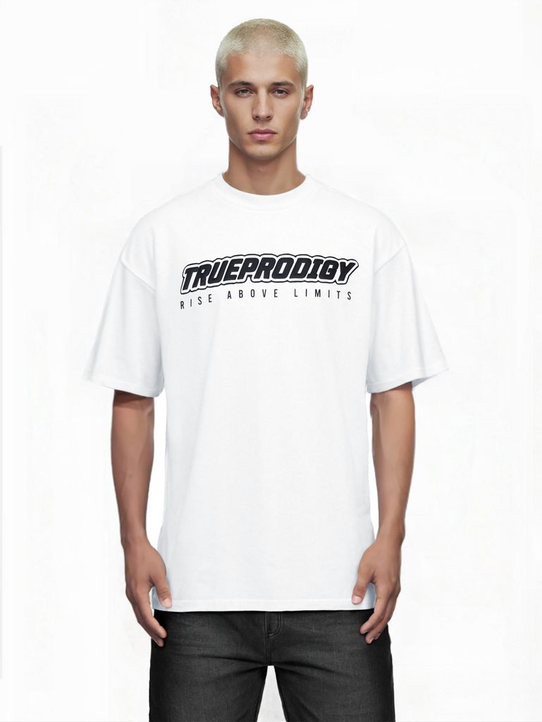 Toni Herren Oversize-Shirt Logoprint Rundhals dicker Stoff Rundhals