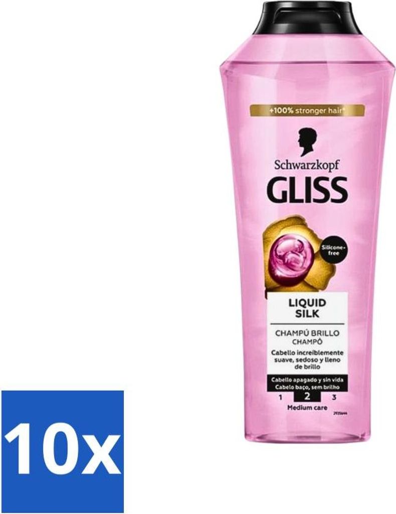 Gliss-Kur Shampoo - Flüssige Seide - Seidige Haarpflege - 400 ml - Vorteilspack - 10 Stücke