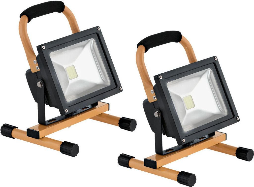 2er Set LED Baustrahler, schwarz gelb, Spot schwenkbar