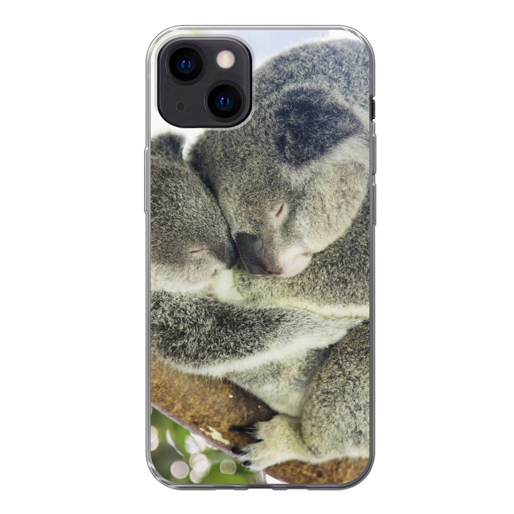MuchoWow Handyhülle Schutzhülle Hülle für iPhone 13 Koalas - Knuddeln - Tiere - Jungen - Mädchen Silikon Softcase Handy Hülle - Karteninhaber