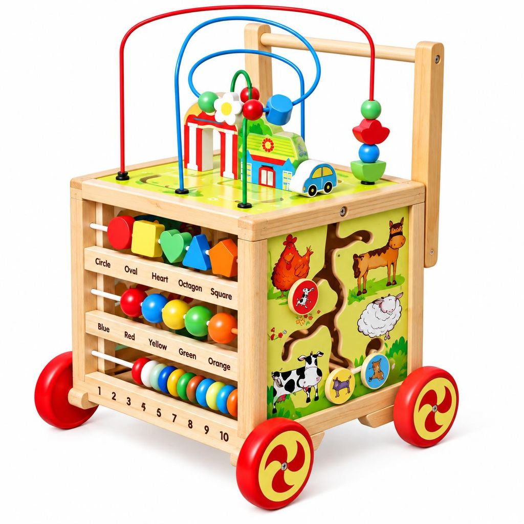 Dřevěné chodítko pro děti Rijoka – Hrací kostka – 33 x 33 x Imagen del producto 