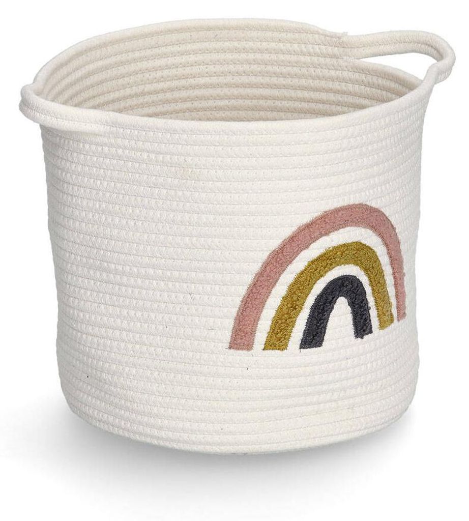 ZELLER Aufbewahrungsbox aus Baumwolle Regenbogen 32x28cm Produktbild 