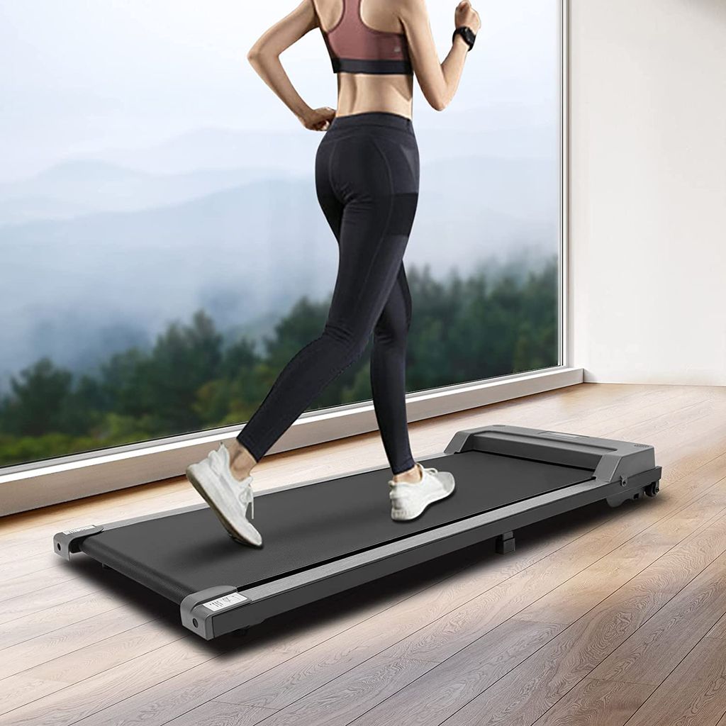 Laufband Fitness Bodenstehend Motorisiertes Fitnessgerät 100 kg Tragbar mit LED-Display und Fernbedienung für Zuhause, Büro, Fitnessstudio