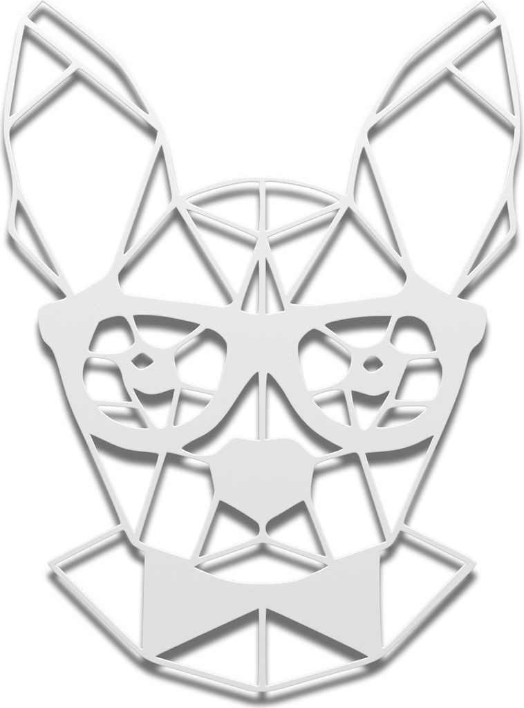 Wanddeko Metall Wandbild Metallbild Geometrische Wandkunst Nerdy Dog 40 x 54 cm, Farbe:Nerdy Dog Weiß