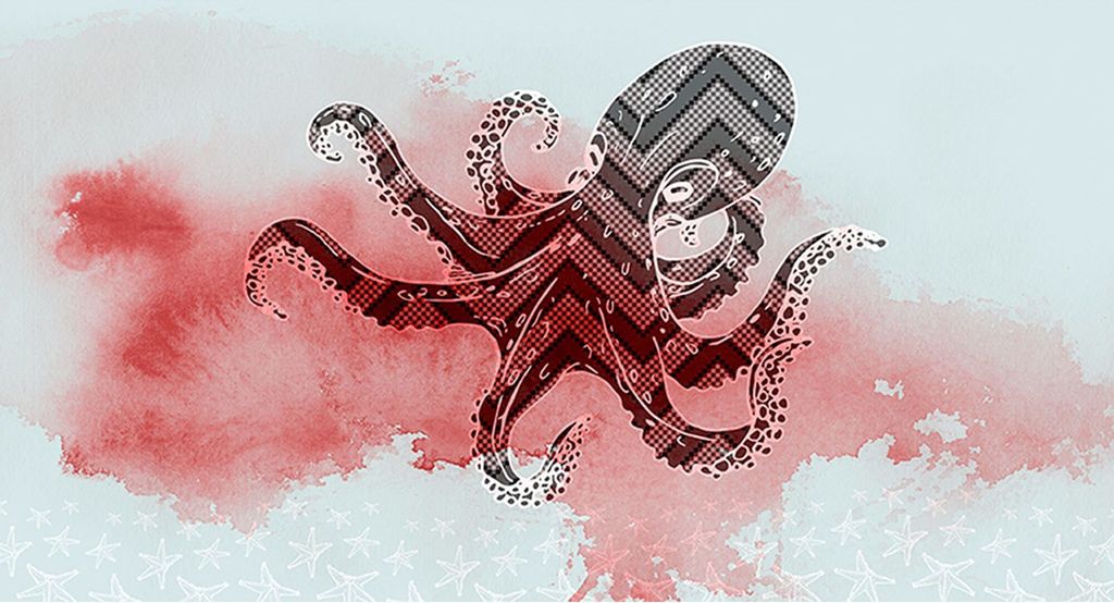 Tadessi Fototapete | Tiere | 5.00 m x 2.70 m | Rot | Blau | Wandbild | Digitaldruck