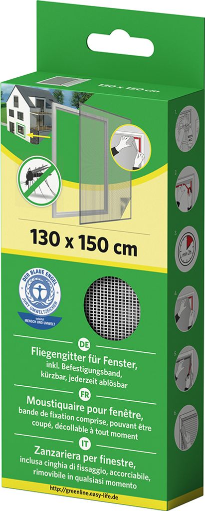 EASY LIFE MAKO Moskitonetz Fenster 150x180 cm Schwarz – Produktbild 