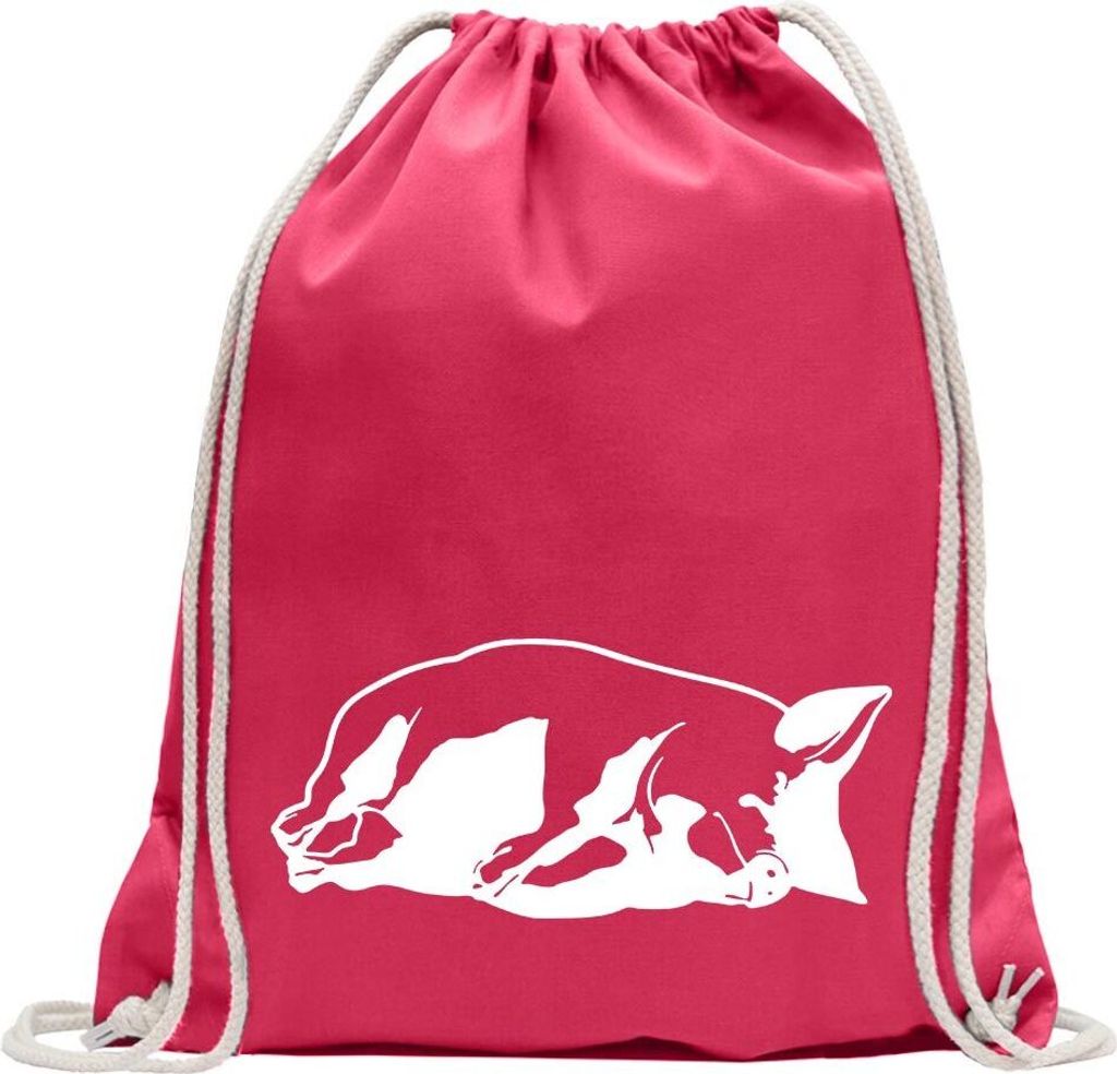 Kiwistar - Turnbeutel - pink - Schwein Motiv 1 - Sau - Baby - Fun Rucksack Sport Beutel Gymsack Baumwolle mit Ziehgurt