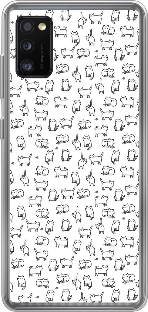 MuchoWow Handyhülle Schutzhülle Hülle für Telefoonhoesje Samsung Galaxy A41 Mädchen - Katze - Muster - Mädchen - Kinder - Kinder Silikon So...