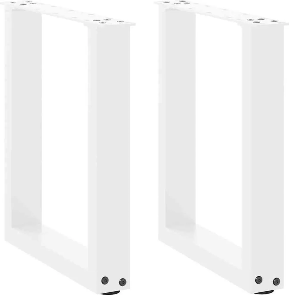 Set 2 Gambe per Tavolo a U in Acciaio Bianco 38x42 cm - Fai Da Te