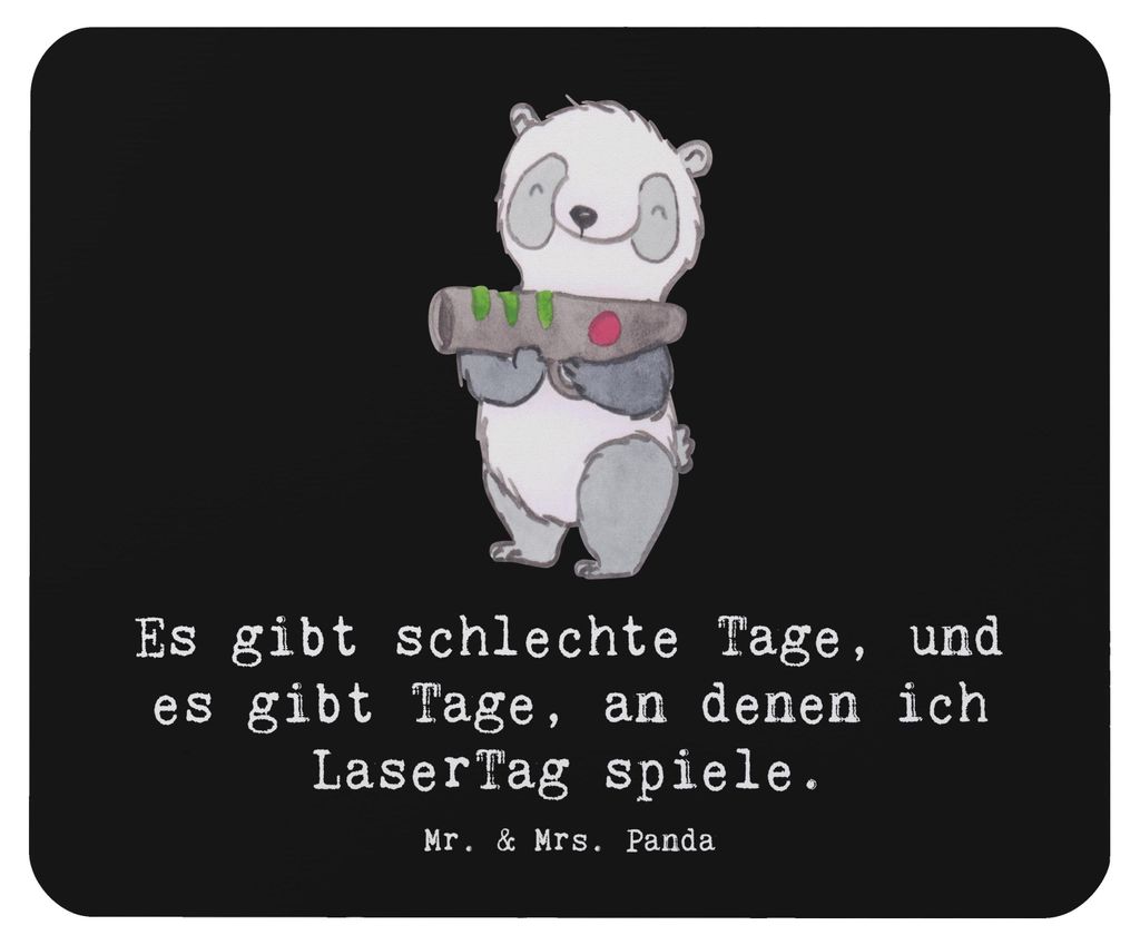 Mr. & Mrs. Panda Mousepad Panda LaserTag - Schwarz - Geschenk, pc mauspad, Lasergame Zentrum, Laser Tag Party, mausteppich, Mouse Pad, mousematte