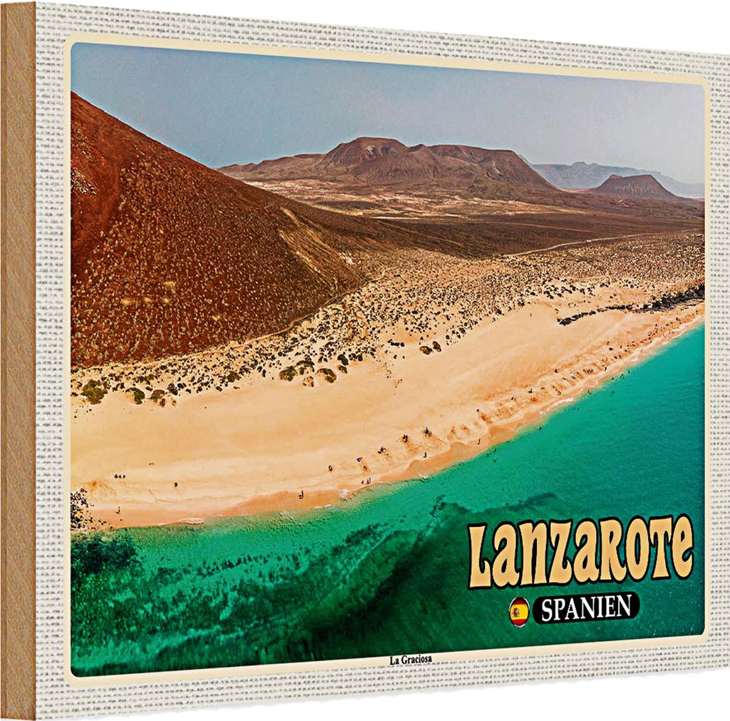 Holzschild Reise 30x20cm Lanzarote Spanien La Graciosa Insel