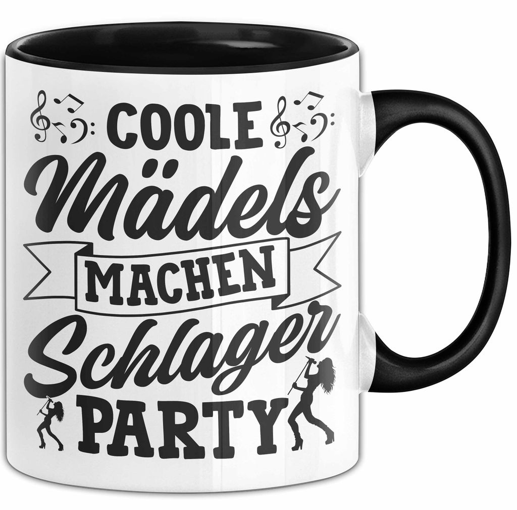 Schlager Tasse Geschenk Frauen Coole Mädels Machen Schlager Party Becher (Schwarz)