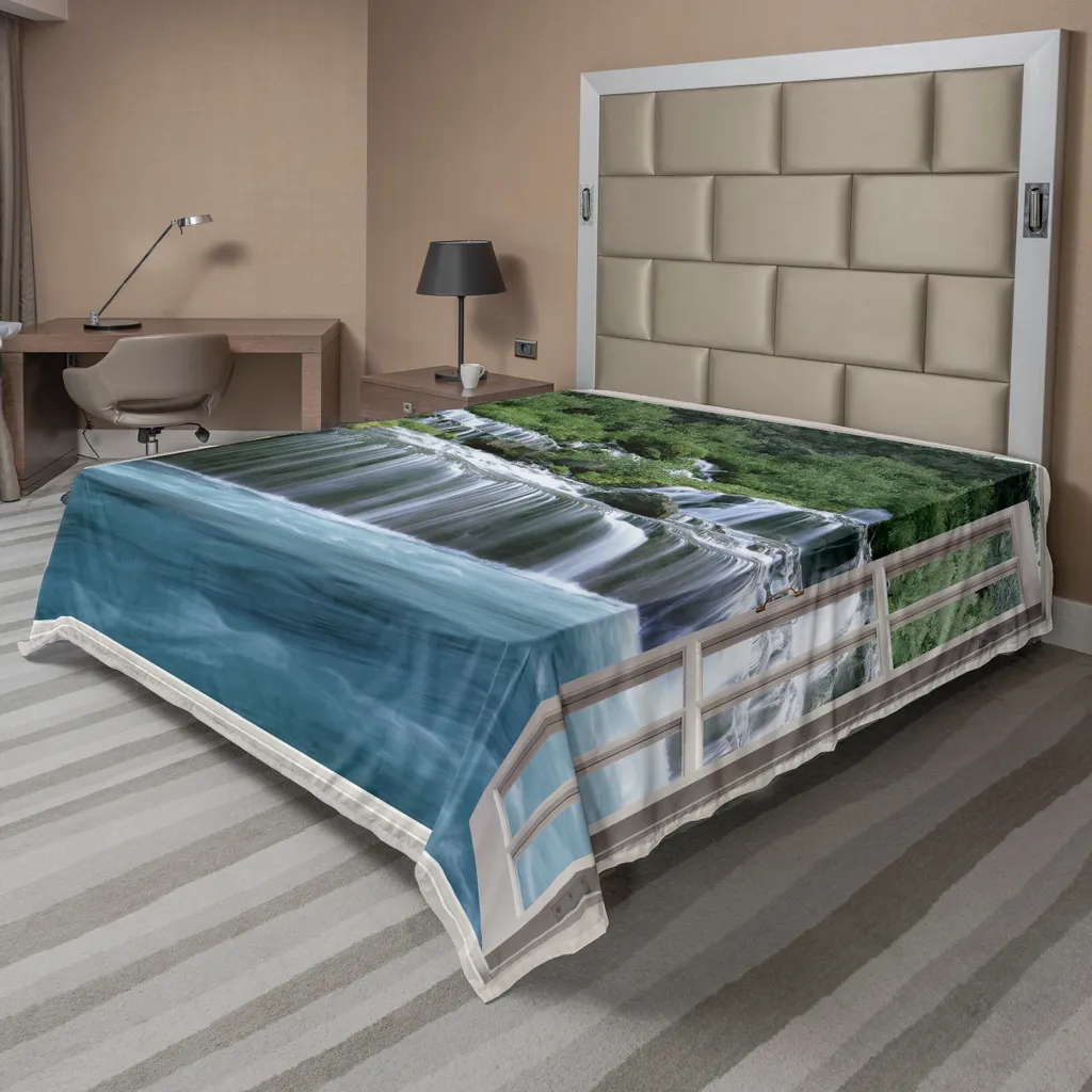 Drap de Lit Ambiance Nature Cascade pour Chambre Parentale Zen 275cm