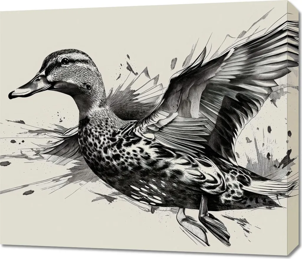 Toile Grazie Canards en vol 70x60 cm - Impression Haute Qualité Nature