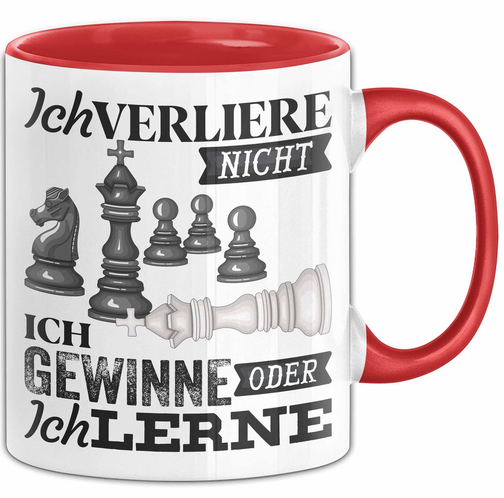 Schach Tasse Geschenk Ich Verliere Nicht Gewinnen Lernen Spruch Geschenkidee (Rot)