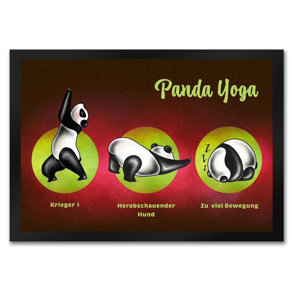 Panda Yoga Fußmatte in 35x50 cm mit Yoga Übungen und Pandabären