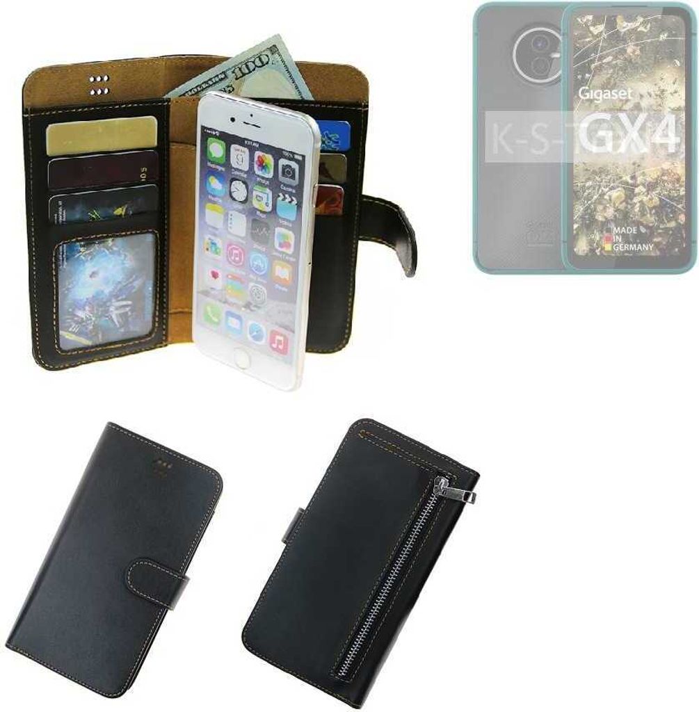 K-S-Trade Schutz Hülle kompatibel mit Gigaset GX4 Klapphülle Case Phone cover Slim Handytasche Handy Hülle schwarz aus Kunstleder (1 Stk)