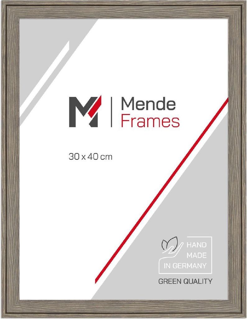 MendeFrames Holzrahmen H120 grau gemasert 10x15 cm mit Kunstglas