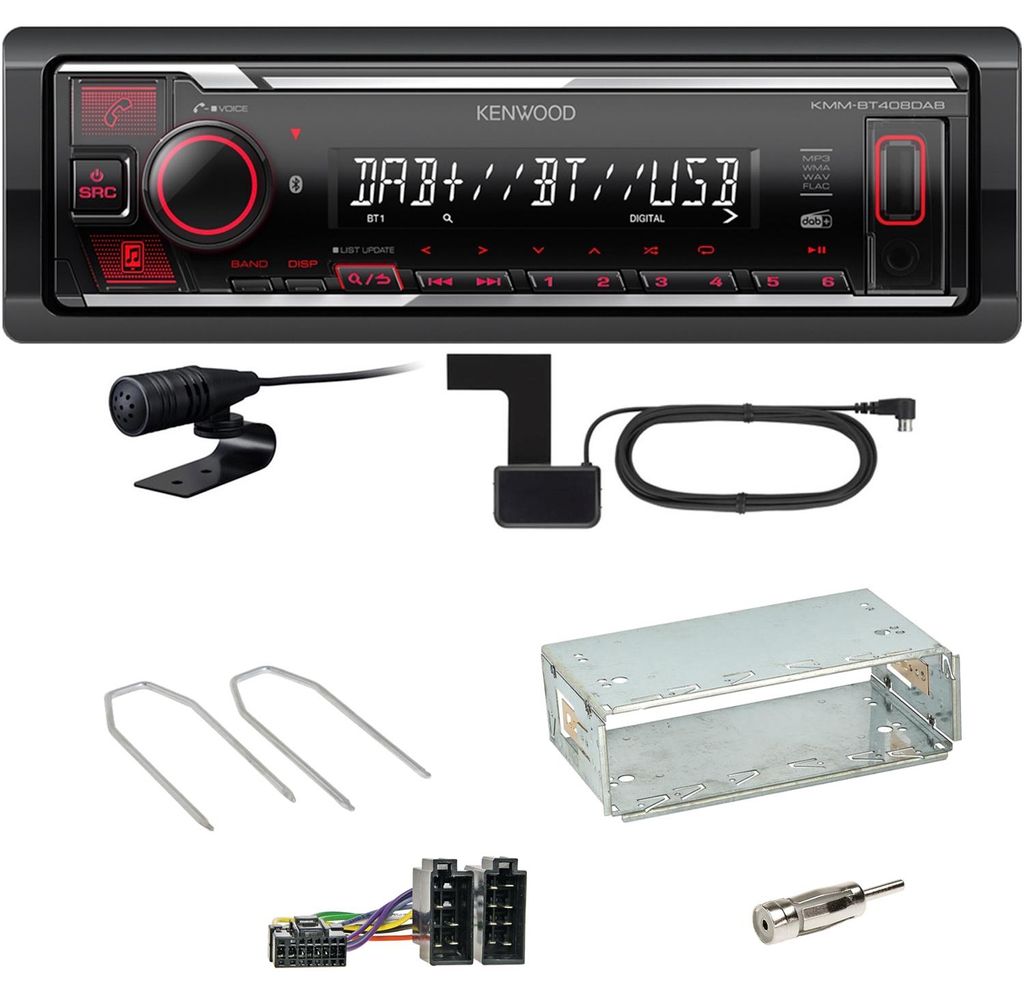 Kenwood KMM-BT408DAB Bluetooth DAB Einbauset für Renault Produktbild 