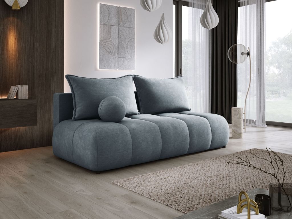 DomoHome Sofa COCO MINI Schlafsofa Mit Bettfunktion, CLOUD Stoffbezug, 2-Sitzer, Freistehend, Größe: 205x105x97cm Farbe: Grau