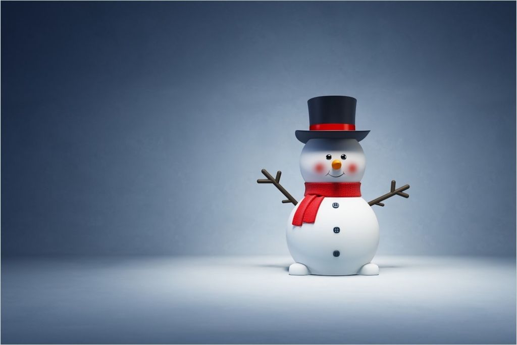 Wallario Poster - Winterstimmung - Frecher Schneemann mit Zylinder und rotem Schal, Kunstdruck Größe: 61 x 91,50 cm