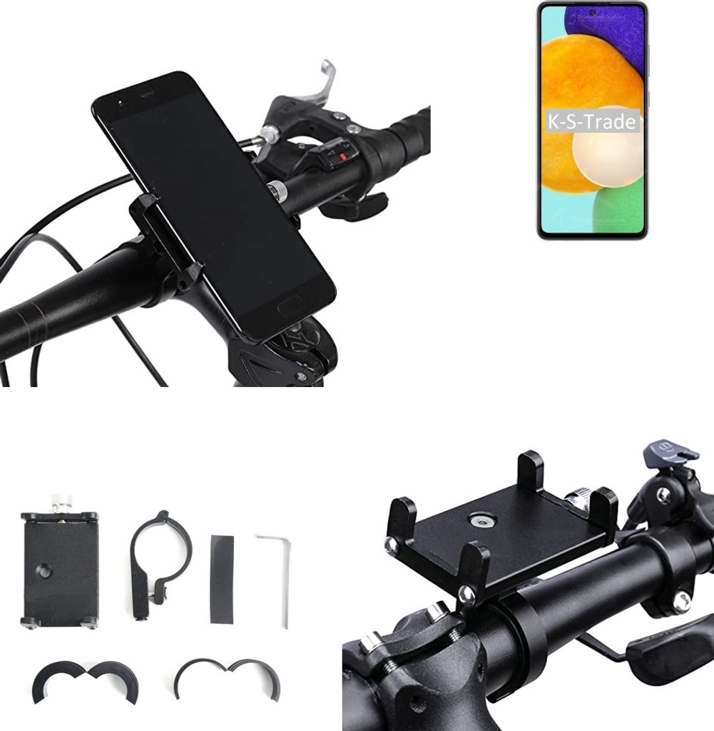 K-S-Trade Handyhalterung für das Fahrrad kompatibel mit Samsung Galaxy A52 5G Halter Lenkstange Fahrradhalterung Motorrad Bike Mount Befestigung
